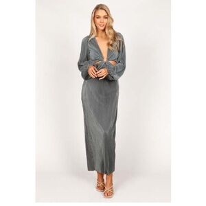 Petal & Pup dio pleated long sleeve midi dress - Jade